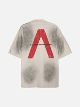 Inverted V Letter Print Spray Color T-shirt